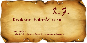 Krakker Fabrícius névjegykártya